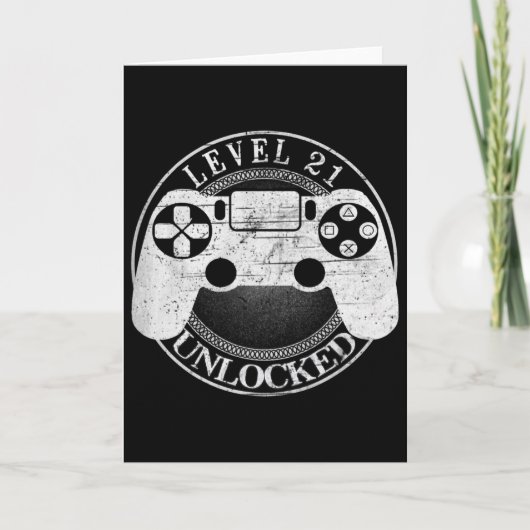 レベル21のロック解除 面白いビデオゲーマー 21歳の誕生日 カード (正面)