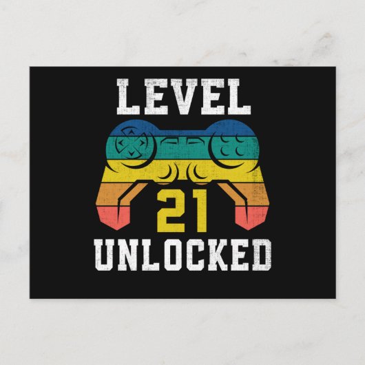 レベル21アンロック、21歳のゲーマー誕生日プレゼントに最適 ポストカード (正面)