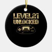 レベル21ロック解除されたヴィンテージゲームパッド21誕生日Gi セラミックオーナメント (正面)