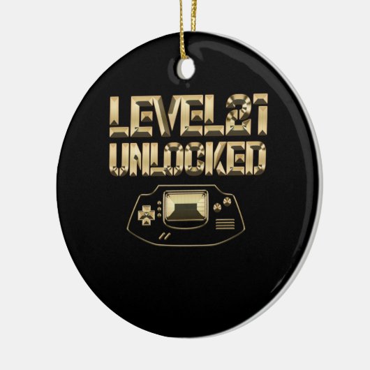 レベル21ロック解除されたヴィンテージゲームパッド21誕生日Gi セラミックオーナメント (左)