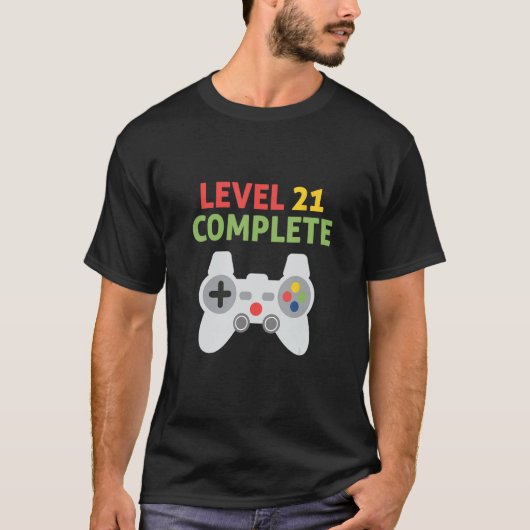 レベル21完了 – 21歳の誕生日ビデオおもしろいゲーム Tシャツ (正面)