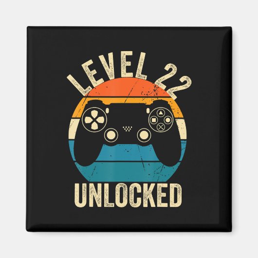 レベル22ロック解除されたビデオゲーム22誕生日ゲーマーB マグネット (正面)