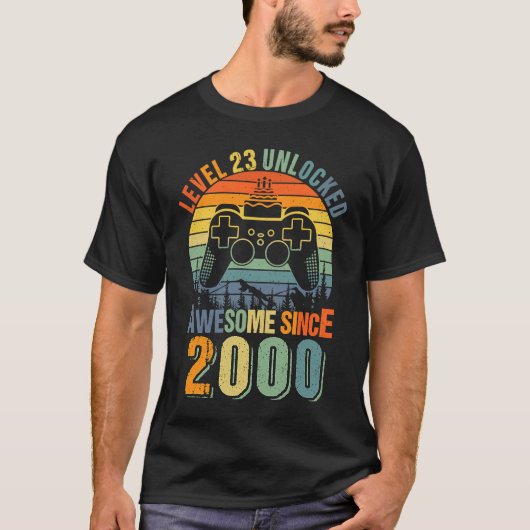 レベル23ロック解除23番目の誕生日ゲーマー2000男の子G Tシャツ (正面)