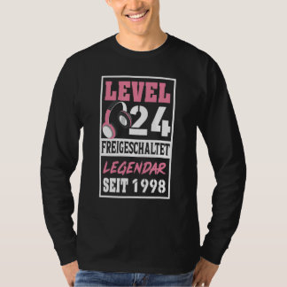 レベル24年ゲーマーガールシット1998誕生日ビデオ Tシャツ