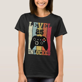 レベル25ロック解除されたビデオゲーマー25誕生日G Tシャツ