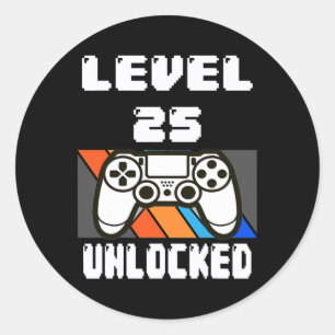 レベル25ロック解除済みビデオゲーム25番目の誕生日ギフト  ラウンドシール