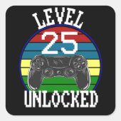 レベル25ロック解除25おもしろい番目の誕生日ギフトアイディア スクエアシール (正面)