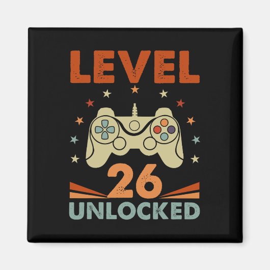 レベル26アンロック ゲーマー 26歳の誕生日 26歳 マグネット (正面)