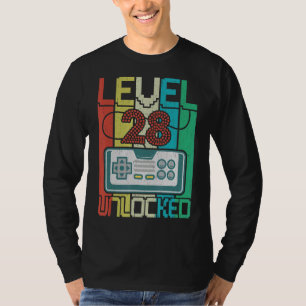 レベル28ロック解除されたビデオゲーマー28誕生日 Tシャツ