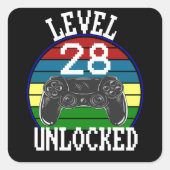 レベル28ロック解除28おもしろい番目の誕生日ギフトアイディア スクエアシール (正面)