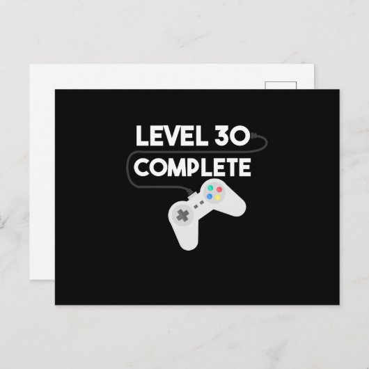 レベル30の完全でおもしろいなゲーマーの誕生日のグラフィック シーズンポストカード (正面/裏面)