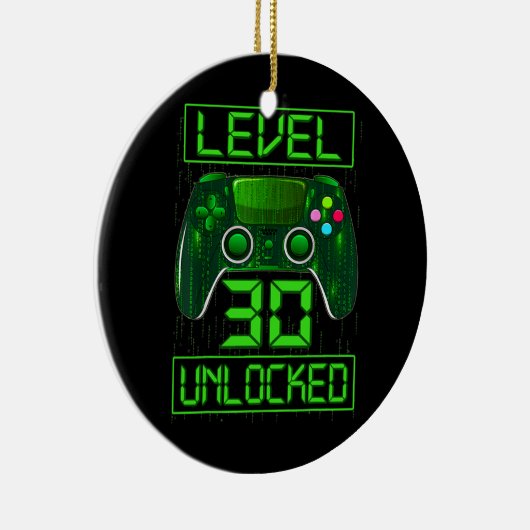 レベル30アンロックおもしろいビデオゲーマー30th誕生日 セラミックオーナメント (右)