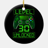 レベル30アンロックおもしろいビデオゲーマー30th誕生日 セラミックオーナメント (裏面)