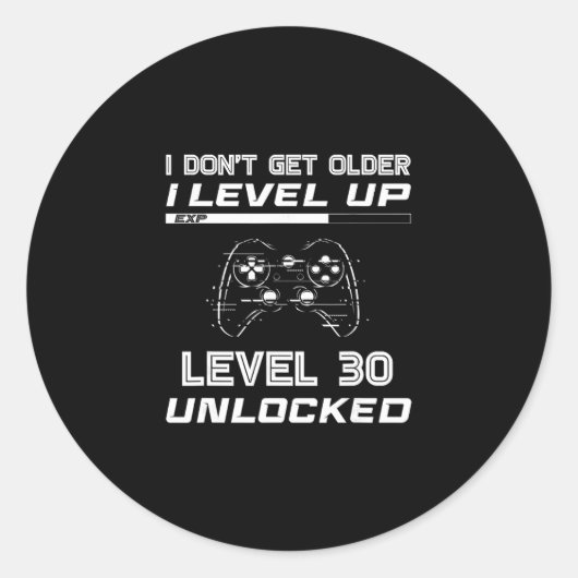 レベル30アンロックゲーマー30歳の誕生日装飾 ラウンドシール (正面)