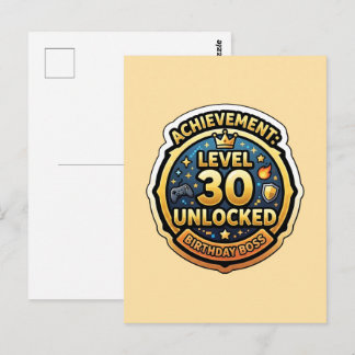 レベル30アンロック 誕生日ボスゲーマーギフト ポストカード