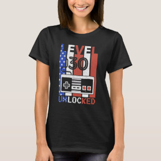 レベル30ロック解除されたアメリカ国旗のビデオゲーム30th Bi Tシャツ