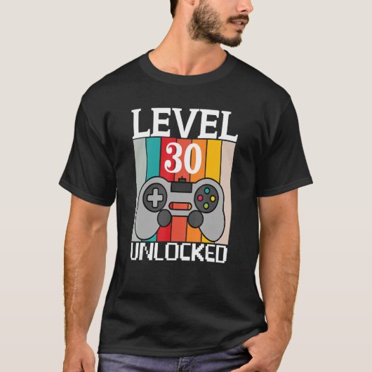 レベル30ロック解除されたビデオゲーム30th誕生日キッズ tシャツ (正面)