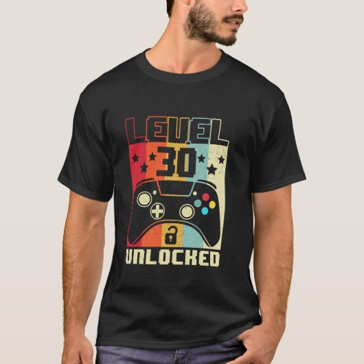 レベル30ロック解除シャツビデオおもしろいゲーマー30th Bir Tシャツ (正面)