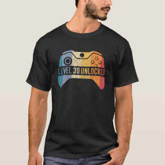 レベル30ロック解除ビデオゲーマー30th誕生日デコラ tシャツ