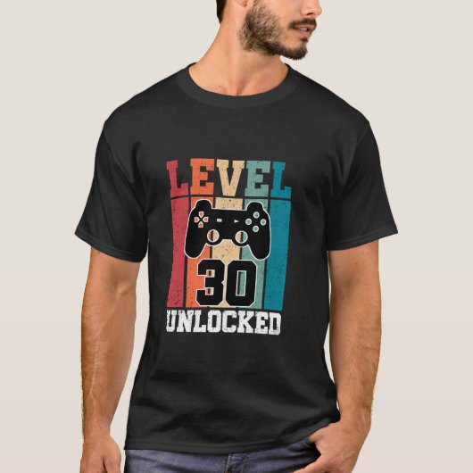 レベル30ロック解除済み30歳おもしろいゲーマー30th Bi Tシャツ (正面)