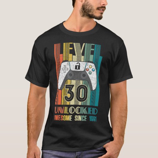 レベル30ロック解除素晴らし30ビデオゲーム1991誕生 Tシャツ (正面)