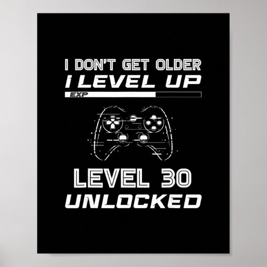レベル30解除ゲーマー 30歳の誕生日飾り ポスター (正面)