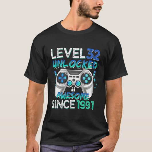 レベル32の解放 1991年からスゴイゲーマー Tシャツ (正面)