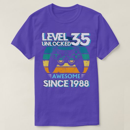 レベル35ロック解素晴らし除1988 35th誕生日ゲーマー tシャツ (デザイン正面)