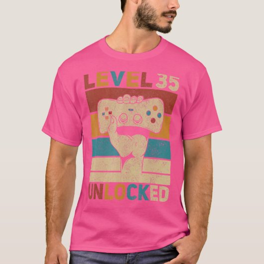 レベル35ロック解除35誕生日35歳ゲーマー Tシャツ (正面)