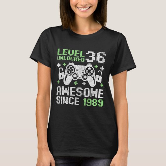 レベル36のロックが解除されました 1989年以来のすごいゲーマー 3 Tシャツ (正面)