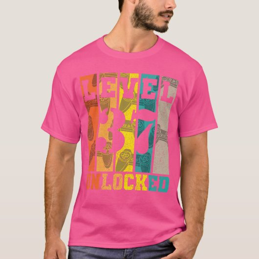 レベル37 アンロック 37歳の誕生日 ゲーミング ゲーマー 男子 Tシャツ (正面)