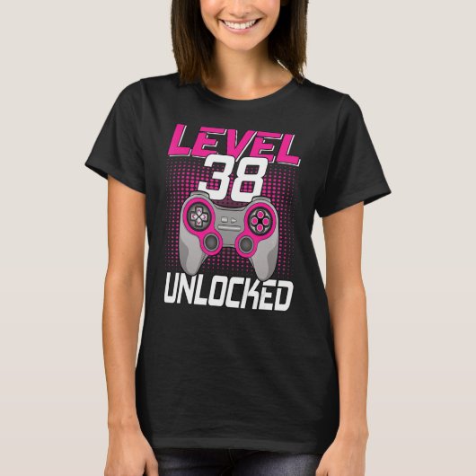 レベル38ロック解除済み38誕生日ゲーム38年間 Tシャツ (正面)