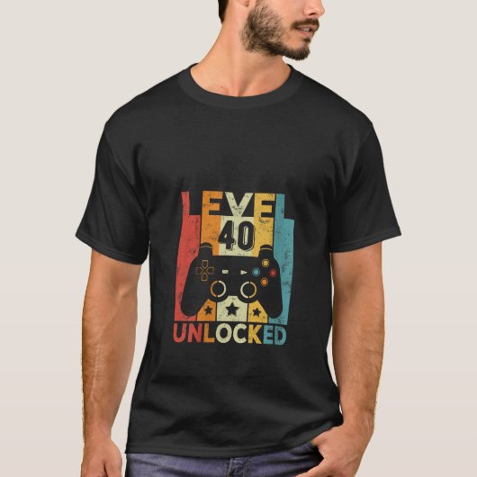 レベル40のロック解除されたゲームコントローラ40th誕生日 tシャツ (正面)