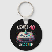 レベル40ロック解除されたゲームスタイル40th誕生日 キーホルダー (正面)