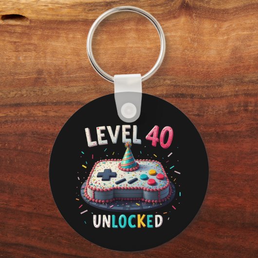 レベル40ロック解除されたゲームスタイル40th誕生日 キーホルダー (正面)