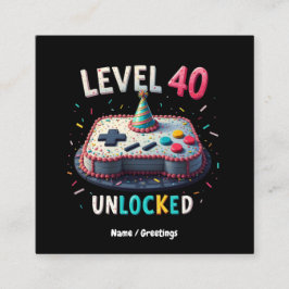 レベル40ロック解除されたゲームスタイル40th誕生日 スクエア名刺