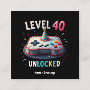 レベル40ロック解除されたゲームスタイル40th誕生日 スクエア名刺