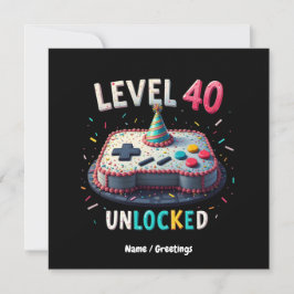 レベル40ロック解除されたゲームスタイル40th誕生日 招待状