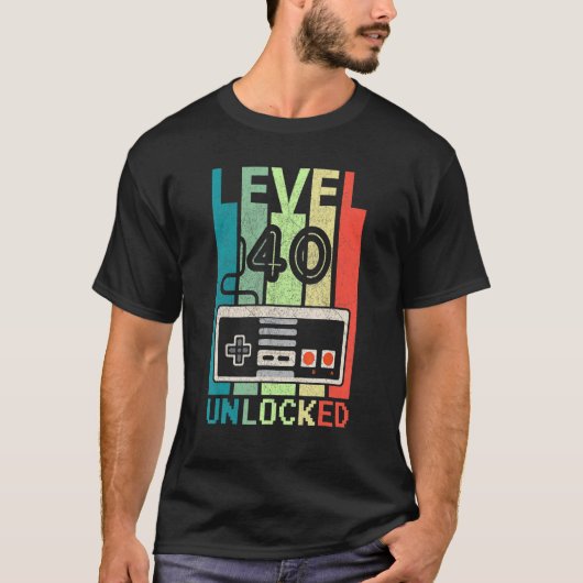 レベル40ロック解除されたビデオゲーマー40th誕生日ティー tシャツ (正面)