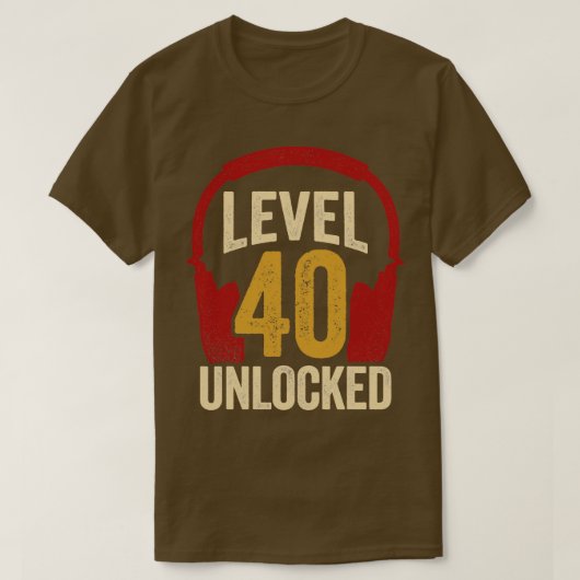 レベル40ロック解除されたビデオゲーム誕生日ギフト Tシャツ (デザイン正面)