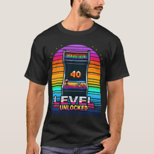 レベル40ロック解除されたレトロアーケードデザイン Tシャツ
