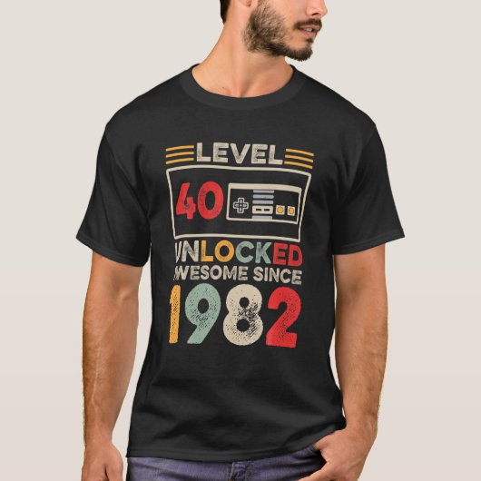 レベル40ロック解除40thバースデー素晴らし1982 40アイ tシャツ (正面)