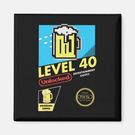 レベル40解除 ビデオゲーム40歳の誕生日 マグネット (正面)