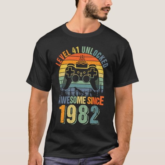 レベル41ロック解除41st誕生日ゲーマー1982ボーイズG Tシャツ (正面)