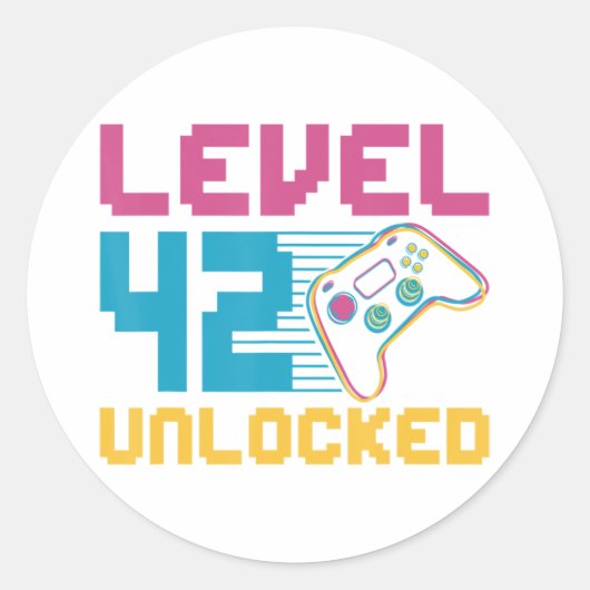 レベル42のロック解除されたゲーム誕生日 ラウンドシール (正面)
