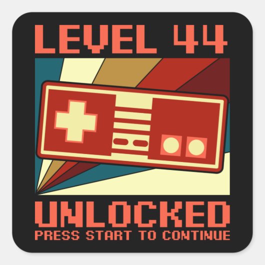 レベル44ロック解除44誕生日ギフトゲーマー スクエアシール (正面)