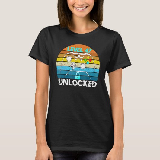 レベル47ロック解除ビデオゲーマー47誕生日 Tシャツ (正面)