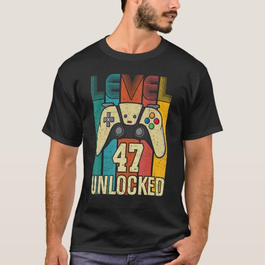 レベル47ロック解除ビデオゲーマー47誕生日 Tシャツ (正面)