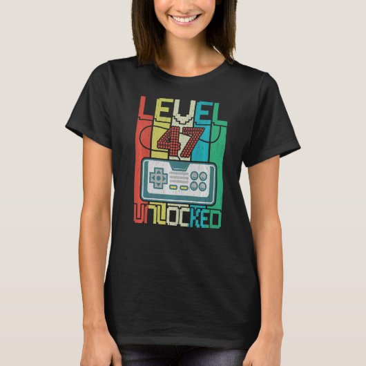 レベル47ロック解除ビデオゲーマー47誕生日 Tシャツ (正面)