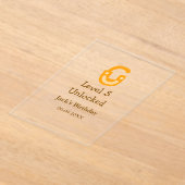 レベル5のロック解除されたオレンジ色の茶色のハッピーバースデー アクリル招待状 (レイダウン)